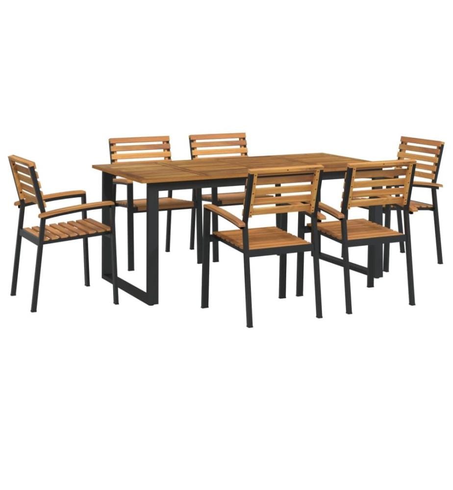 7-tlg. Garten-Essgruppe Massivholz Akazie und Metall