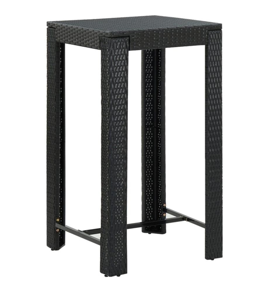 3-tlg. Gartenbar-Set Schwarz Poly Rattan & Massivholz Akazie