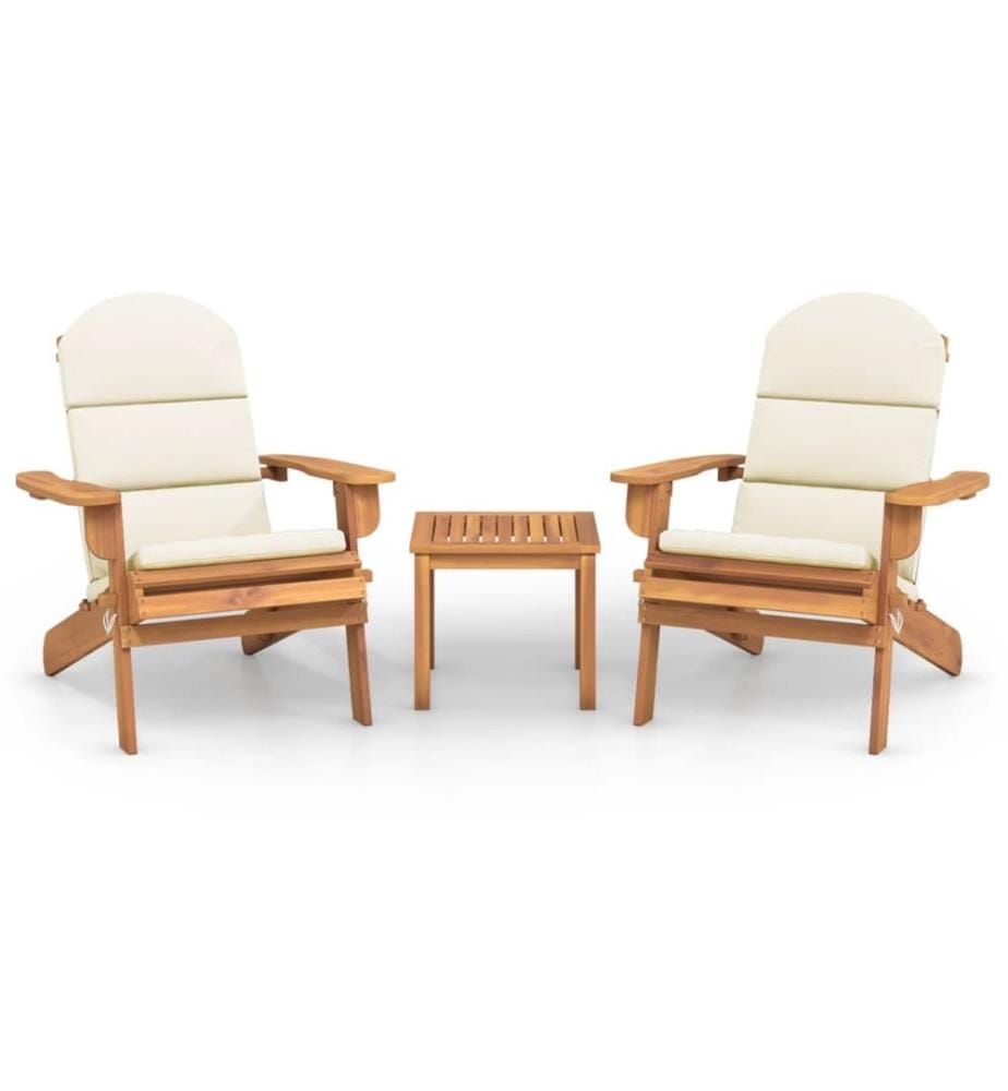 Ensemble de salon de jardin Adirondack 3 pcs bois acacia solide