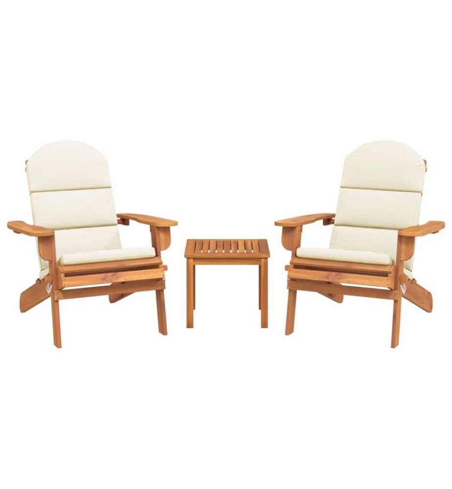 Ensemble de salon de jardin Adirondack 3 pcs bois acacia solide