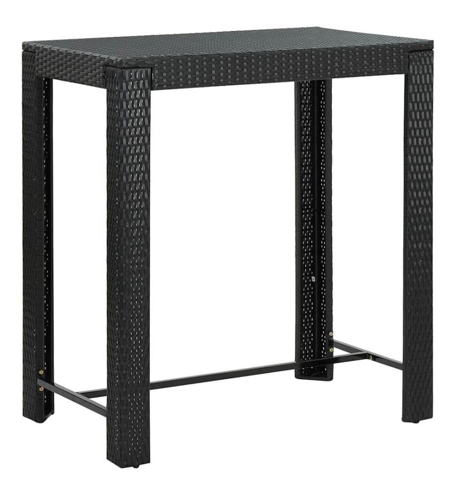 5-tlg. Gartenbar-Set Schwarz Poly Rattan & Massivholz Akazie