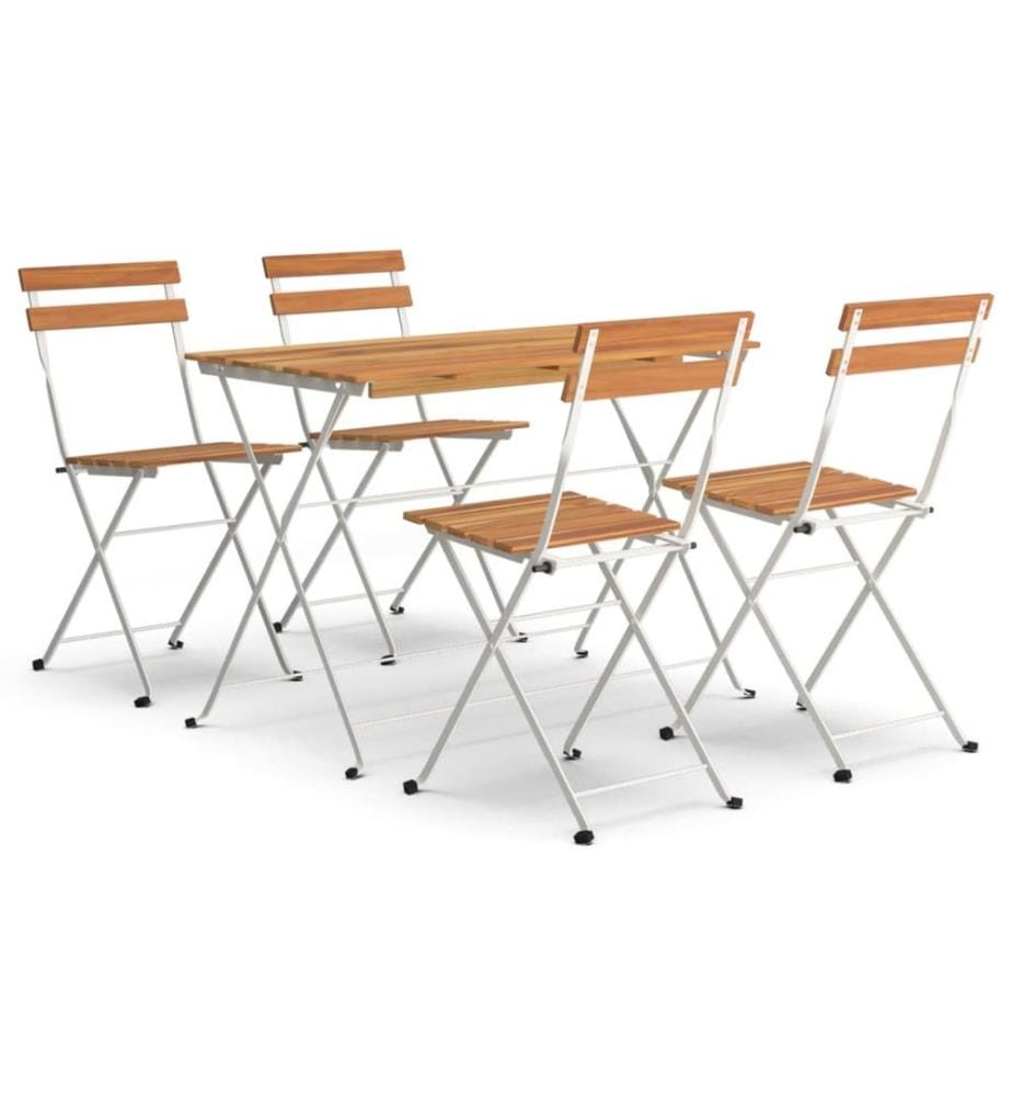 Ensemble de bistro pliable 5 pcs Bois d'acacia solide et acier