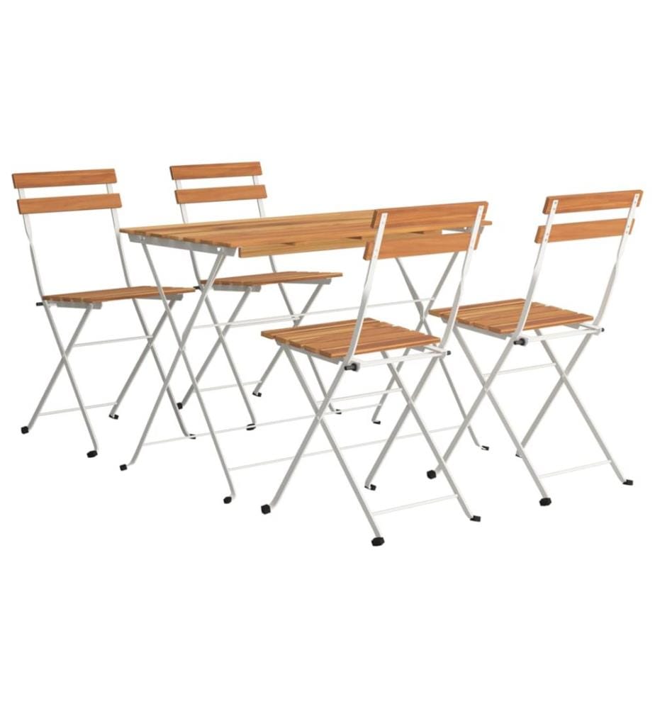 Ensemble de bistro pliable 5 pcs Bois d'acacia solide et acier