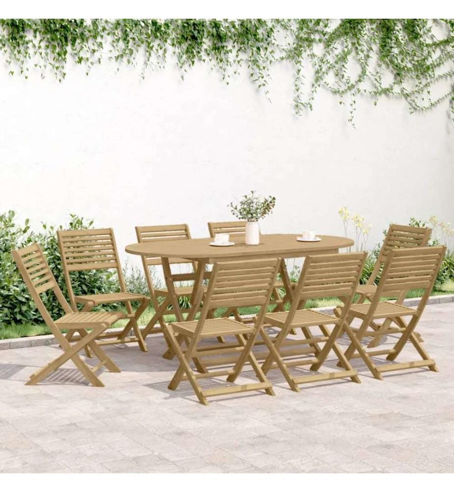 Ensemble à manger de jardin 9 pcs bois d'acacia solide