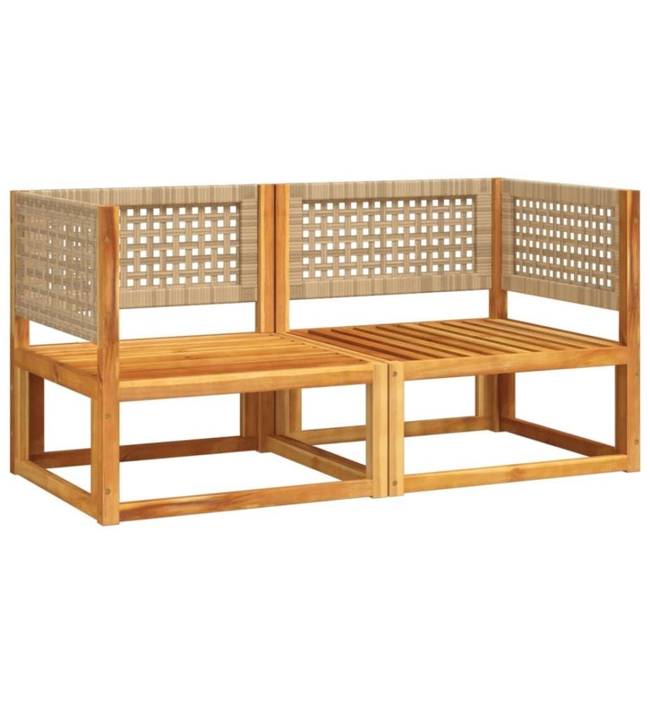 Canapés d'angle de jardin avec coussins 2 pièces Bois d'acacia et rotin