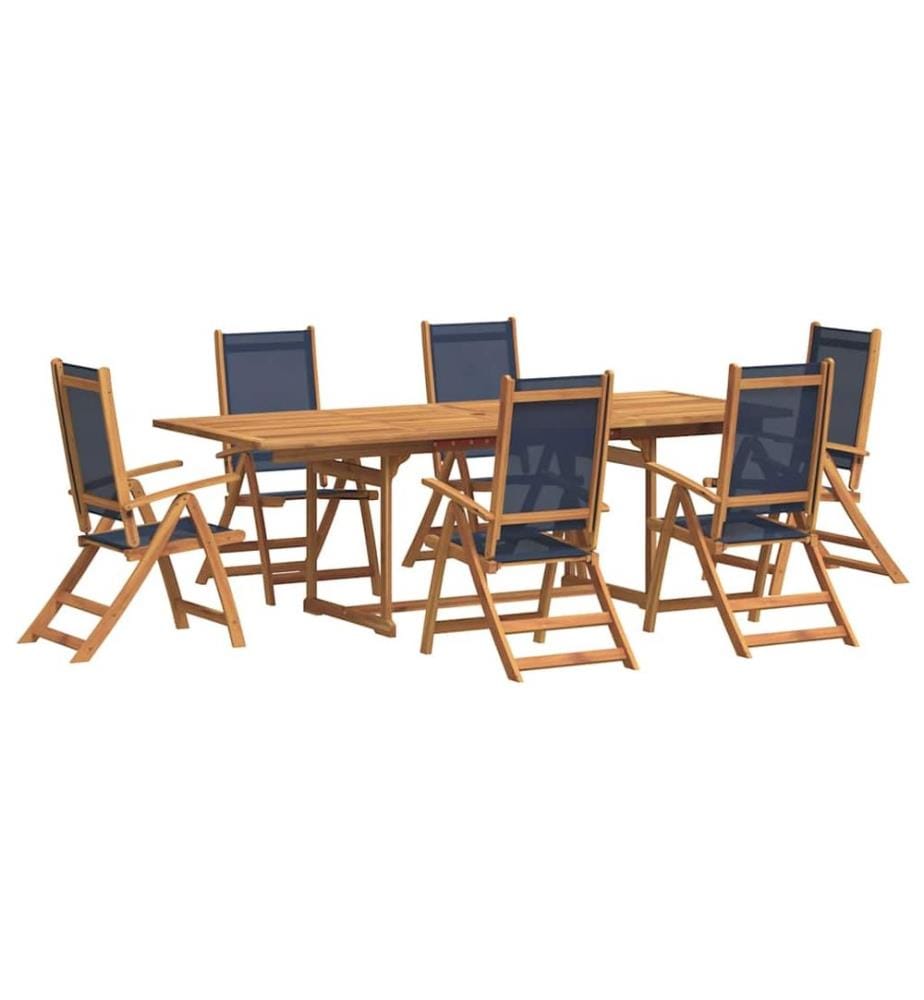 Ensemble à Manger de jardin 7pcs bois d'acacia solide textilène