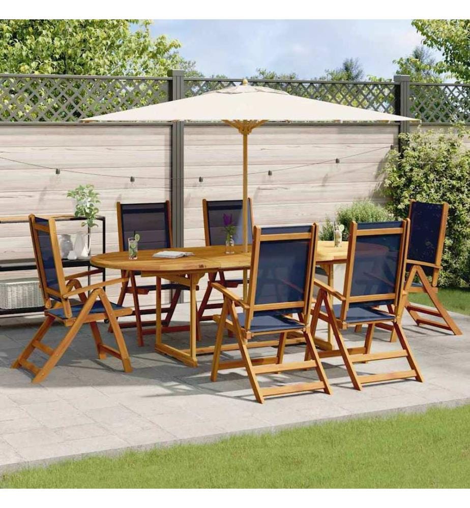 Ensemble à Manger de jardin 7pcs bois d'acacia solide textilène