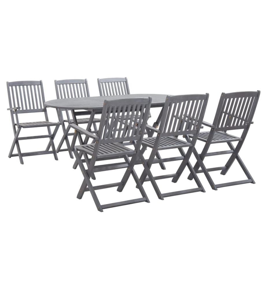 Ensemble à manger de jardin 7 pcs Bois d'acacia massif Gris