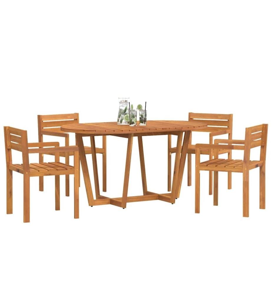 Ensemble de salle à manger de jardin 5 pcs en bois massif d'acacia