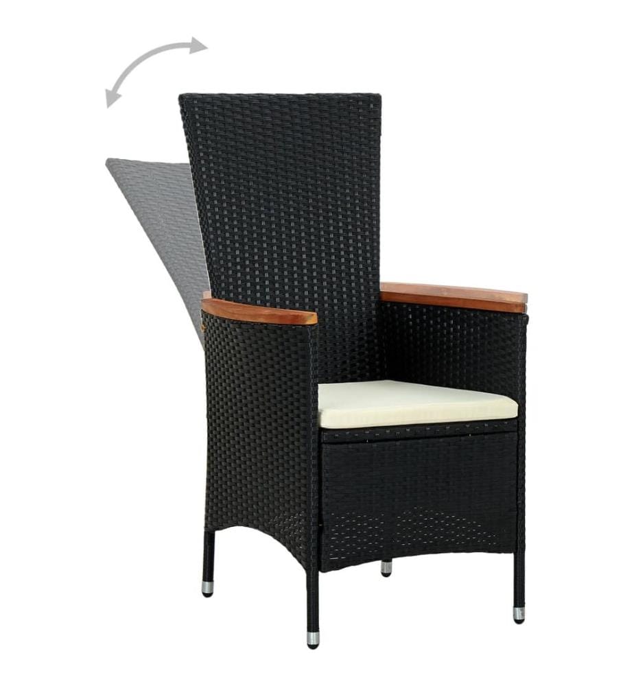 Meuble à dîner d'extérieur 9 pcs Résine tressée et acacia Noir