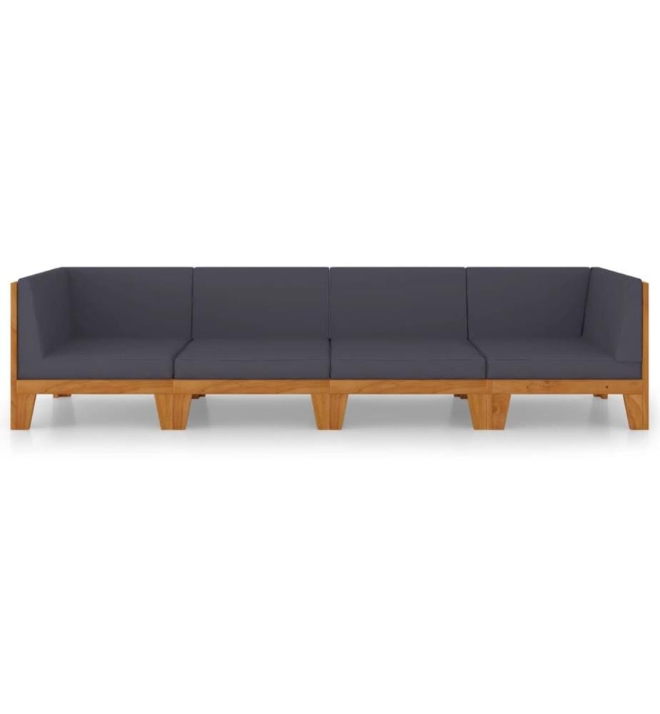 Salon de jardin 4 pcs avec coussins Bois d'acacia solide