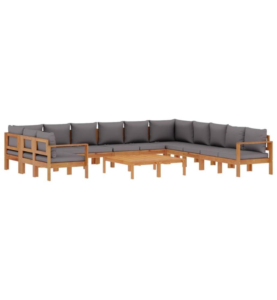 Salon de jardin avec coussins 9 pcs bois massif d'acacia