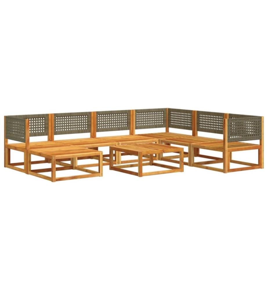 8-tlg. Gartensofa-Set mit Kissen Holz Akazie & Rattan