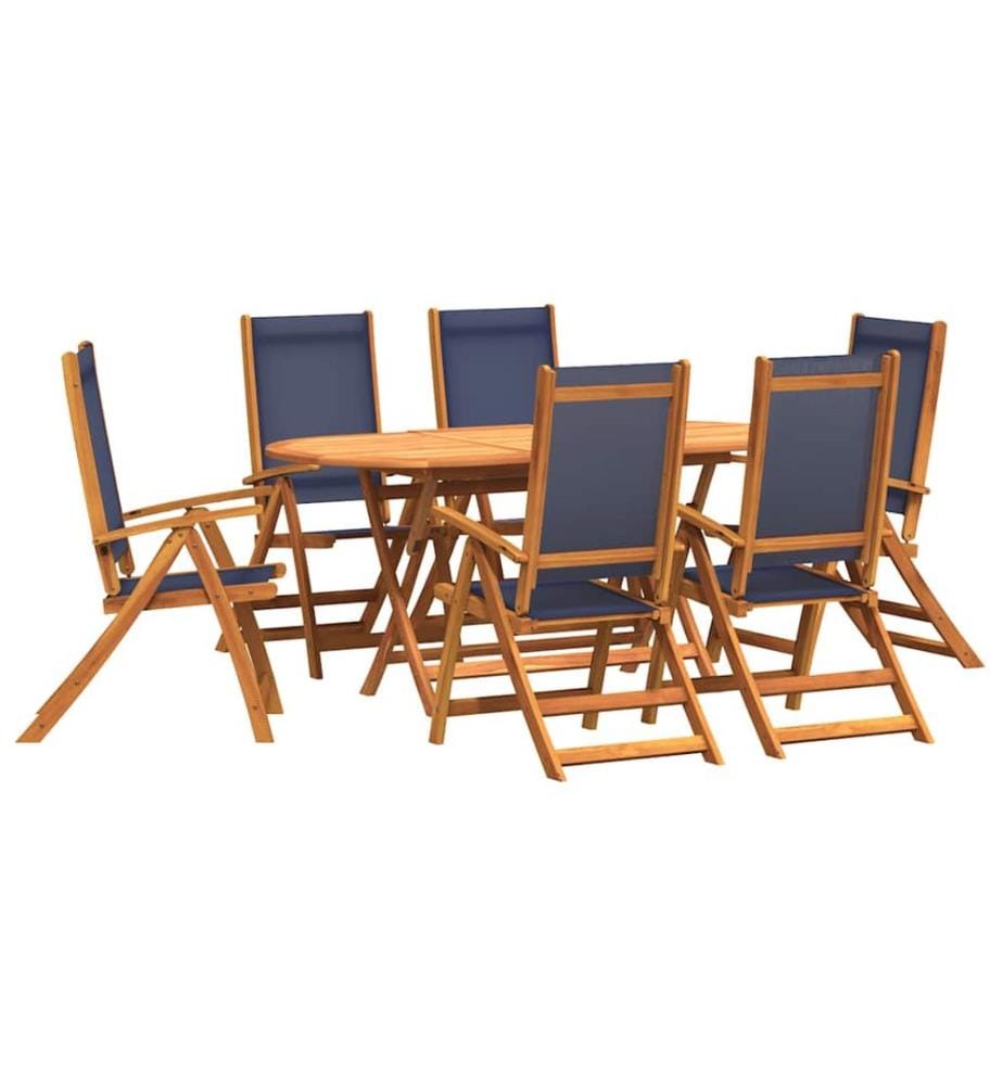 Ensemble à manger de jardin 9pcs bois d'acacia solide textilène