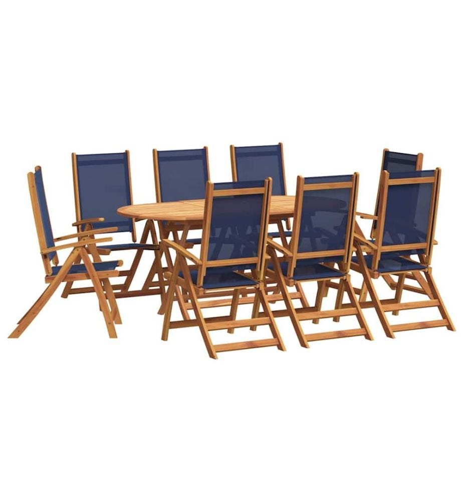 Ensemble à manger de jardin 9pcs bois d'acacia solide textilène