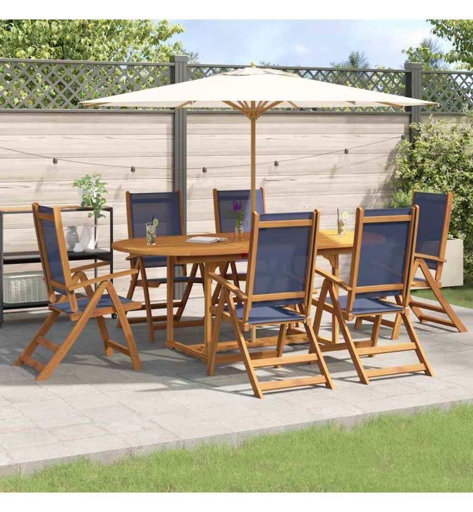 Ensemble à Manger de jardin 7pcs bois d'acacia solide textilène