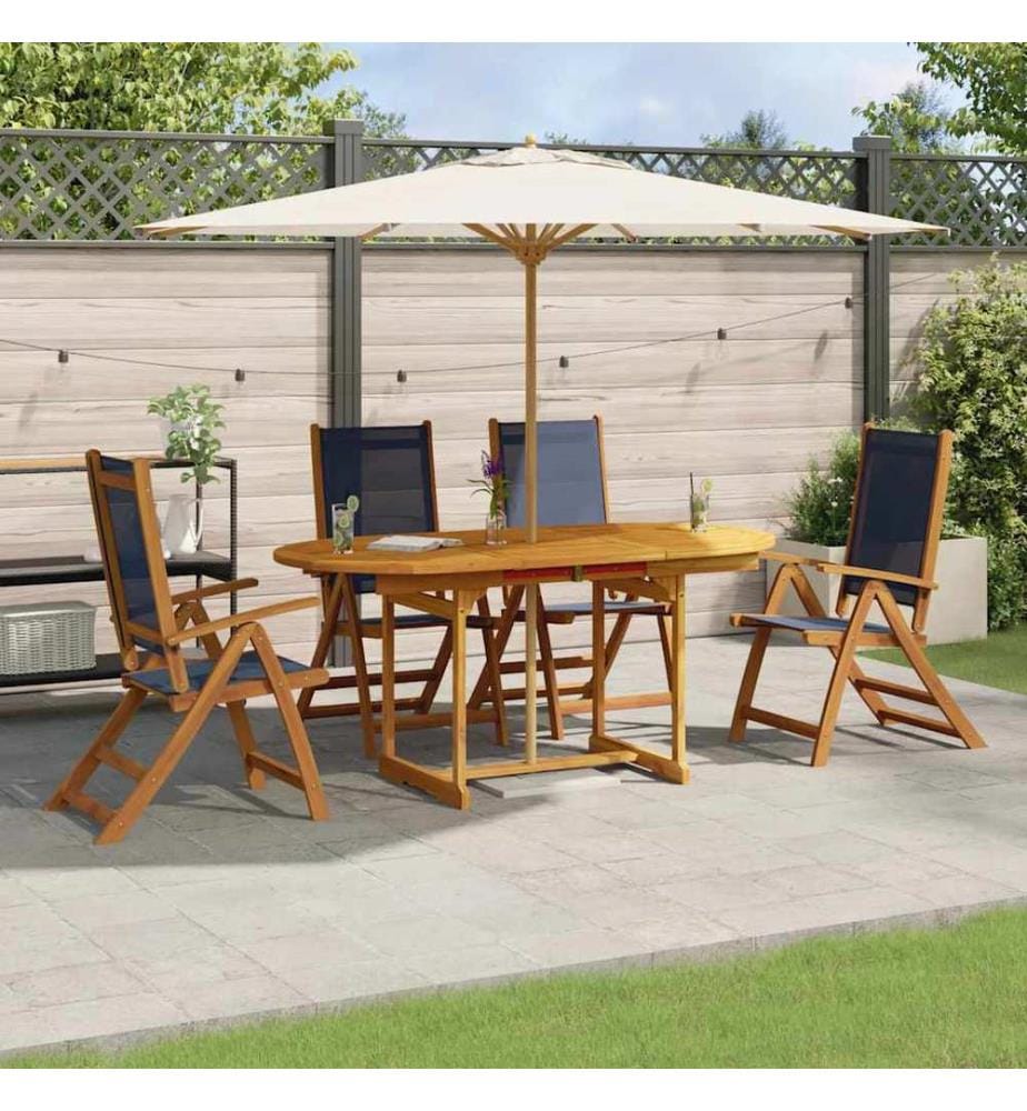 Ensemble à manger de jardin 5pcs bois d'acacia solide textilène