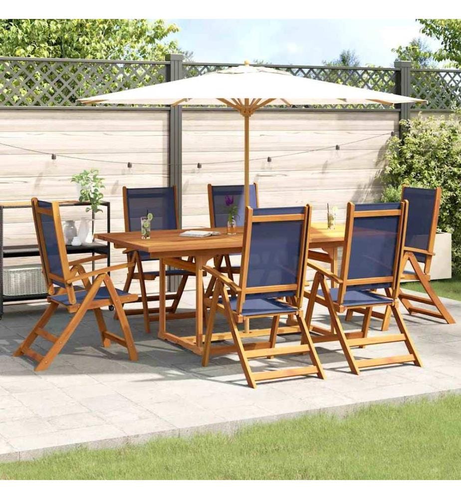 Ensemble à Manger de jardin 7pcs bois d'acacia solide textilène