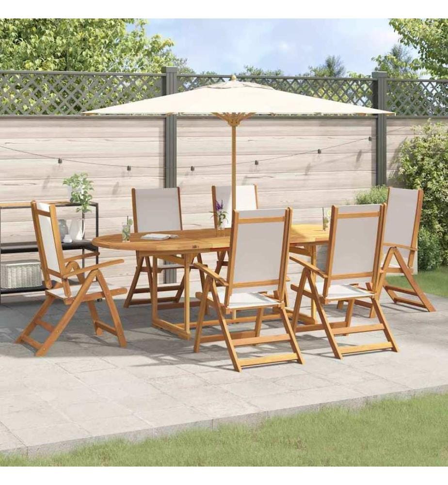 Ensemble à Manger de jardin 7pcs bois d'acacia solide textilène