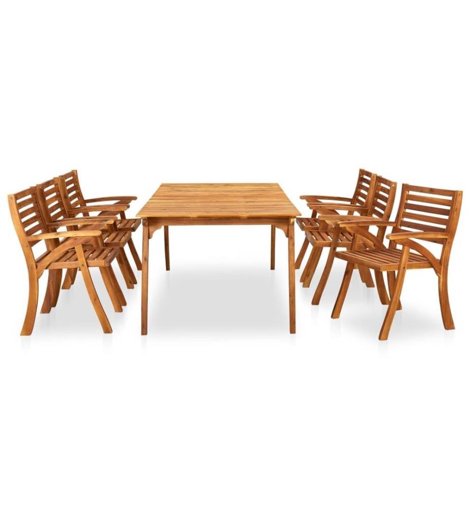 Ensemble de salle à manger de jardin 7 pièces 201,5 x 100 cm en bois d'acacia massif