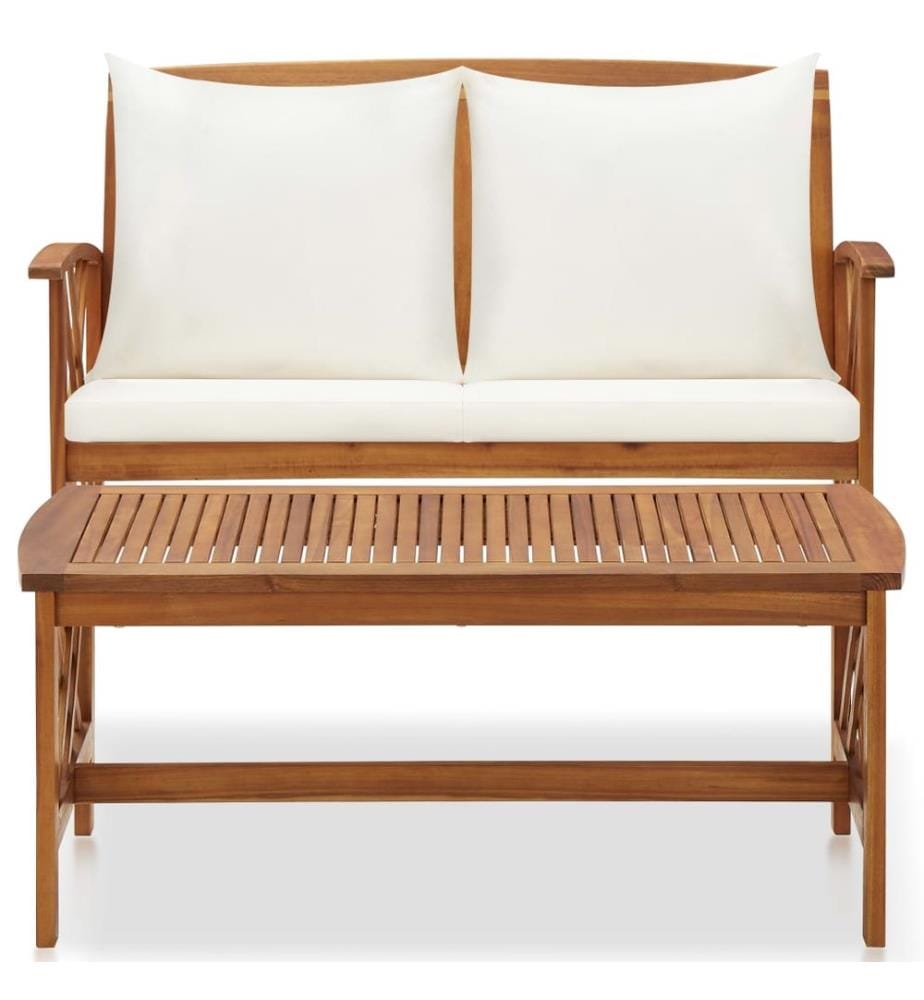 2-tlg. Garten-Lounge-Set mit Auflagen Massivholz Akazie