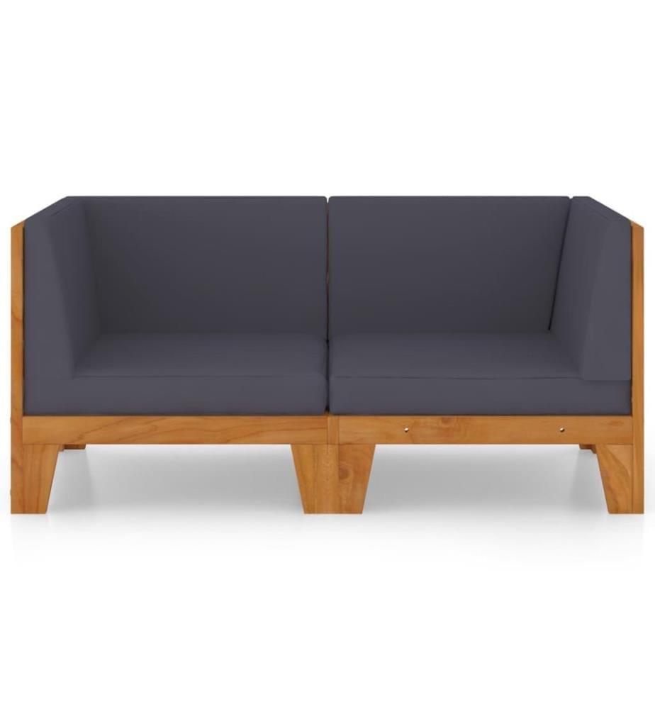 2-Sitzer-Sofa mit Dunkelgrauen Kissen Akazie Massivholz