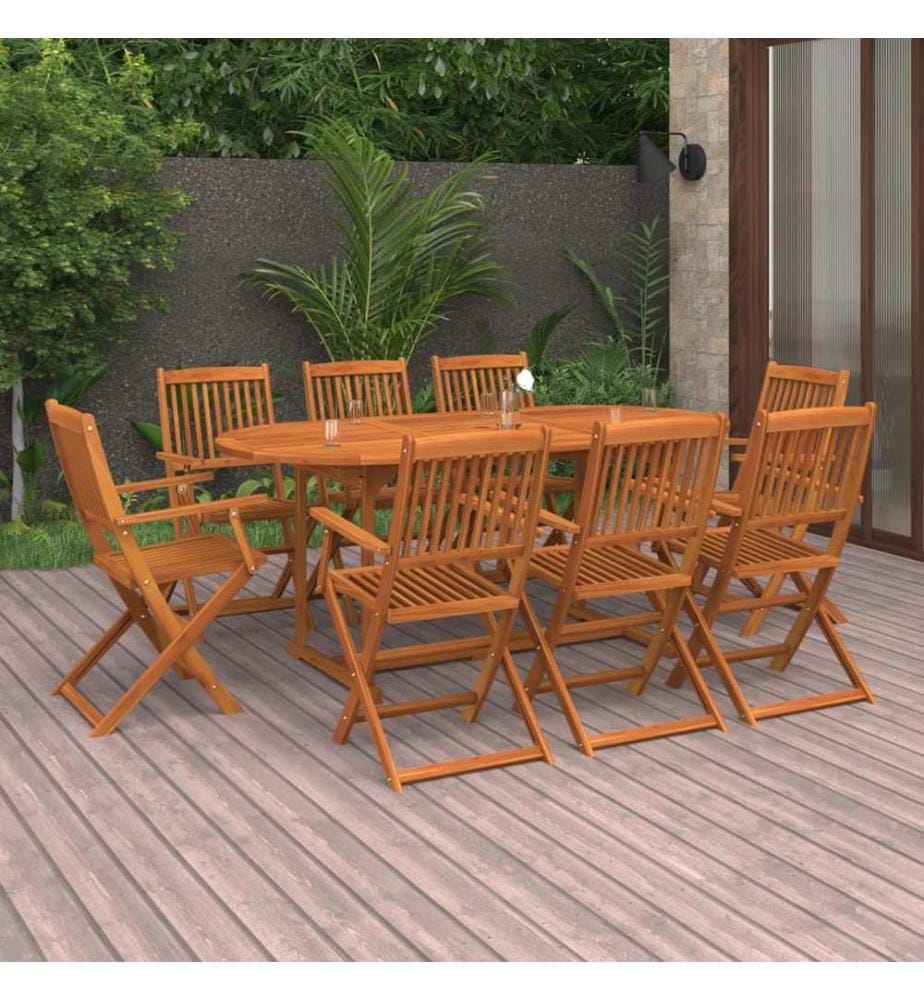 Ensemble à manger de jardin 9 pcs bois massif d'acacia