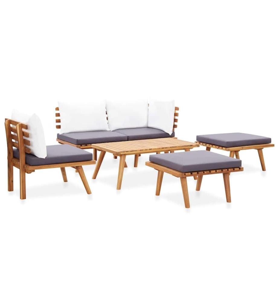 Salon de jardin 6 pcs bois d'acacia solide