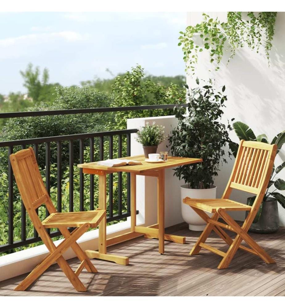 Ensemble à manger de jardin pliable 3 pcs bois d'acacia massif