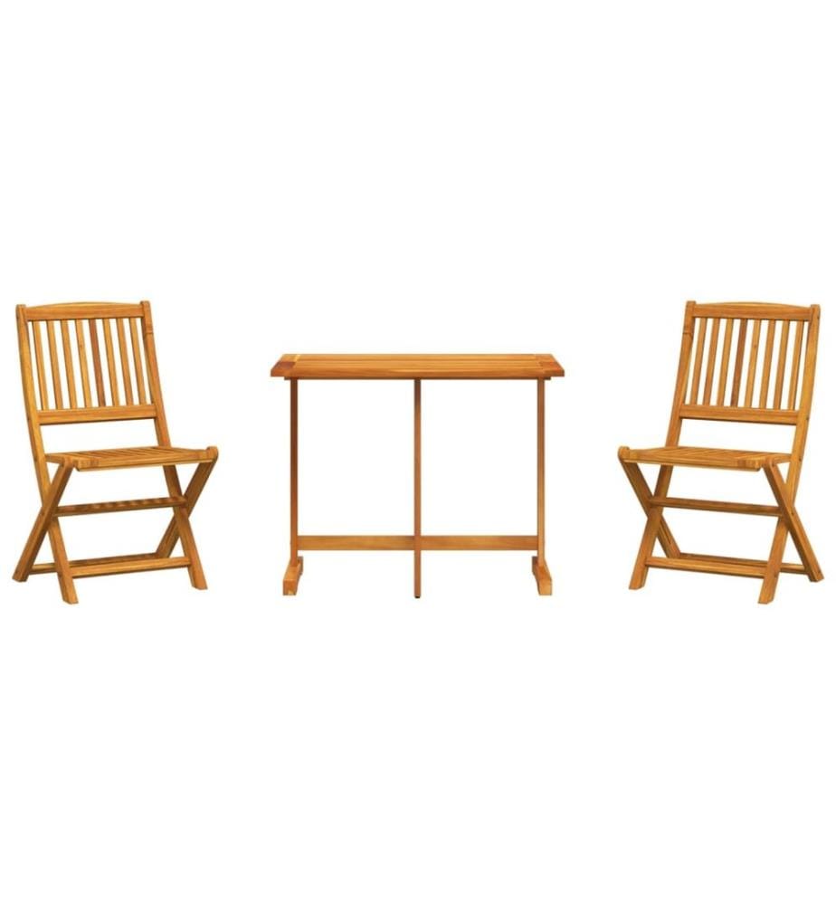 Ensemble à manger de jardin pliable 3 pcs bois d'acacia massif