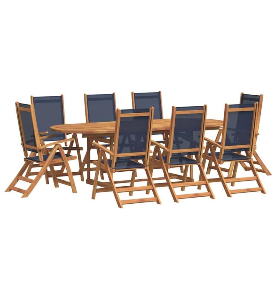 Ensemble à manger de jardin 9pcs bois d'acacia solide textilène