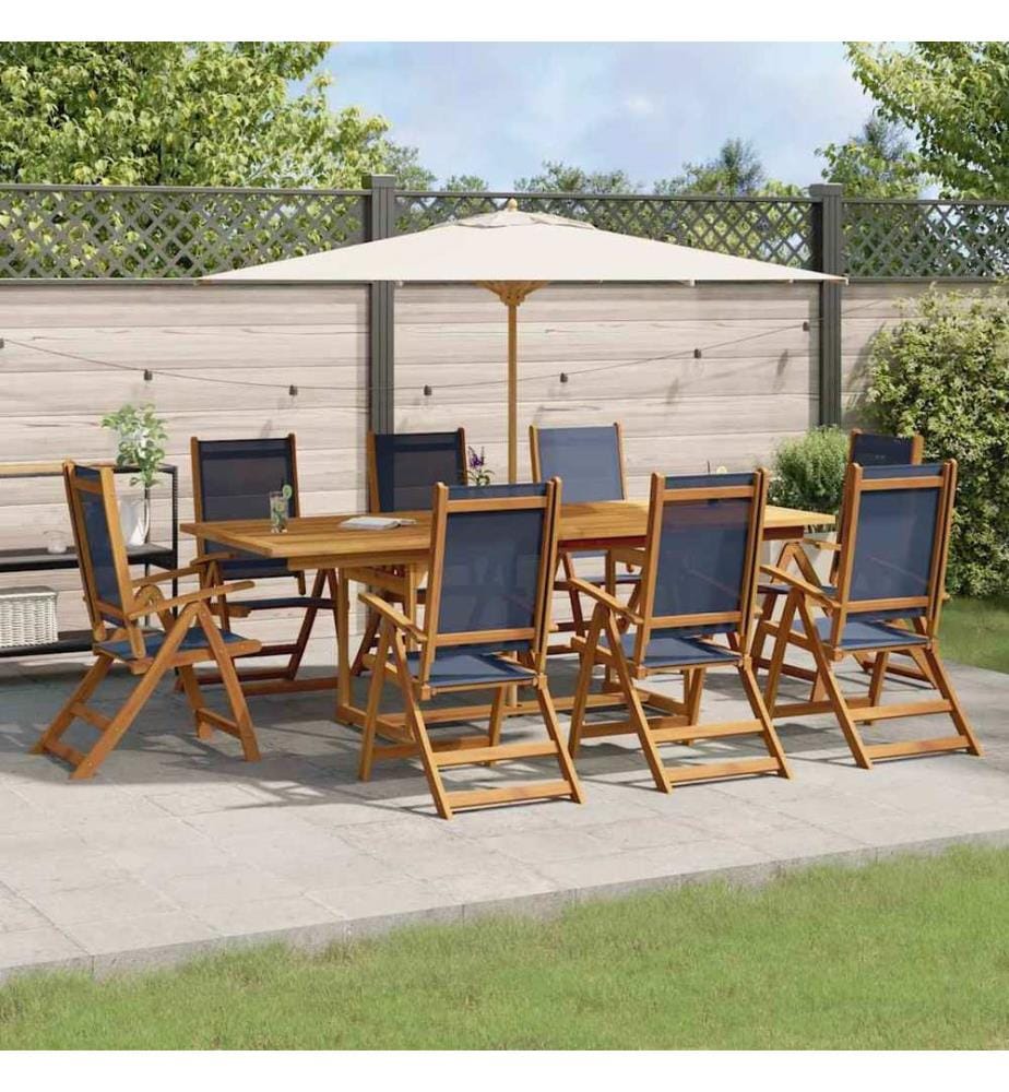 Ensemble à manger de jardin 9pcs bois d'acacia solide textilène
