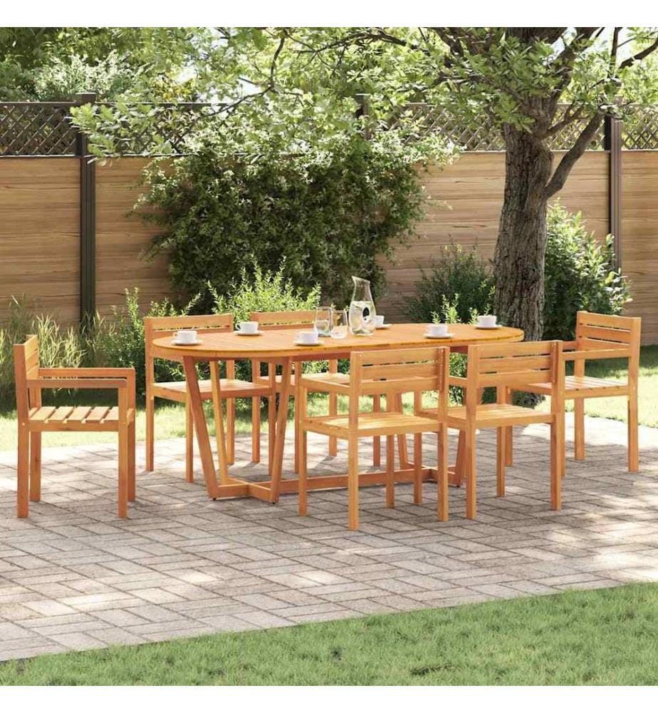 Ensemble de salle à manger de jardin 7 pcs en bois massif d'acacia