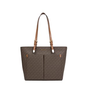 Medium Jet Set Travel Tote with Two Pockets - Brown
