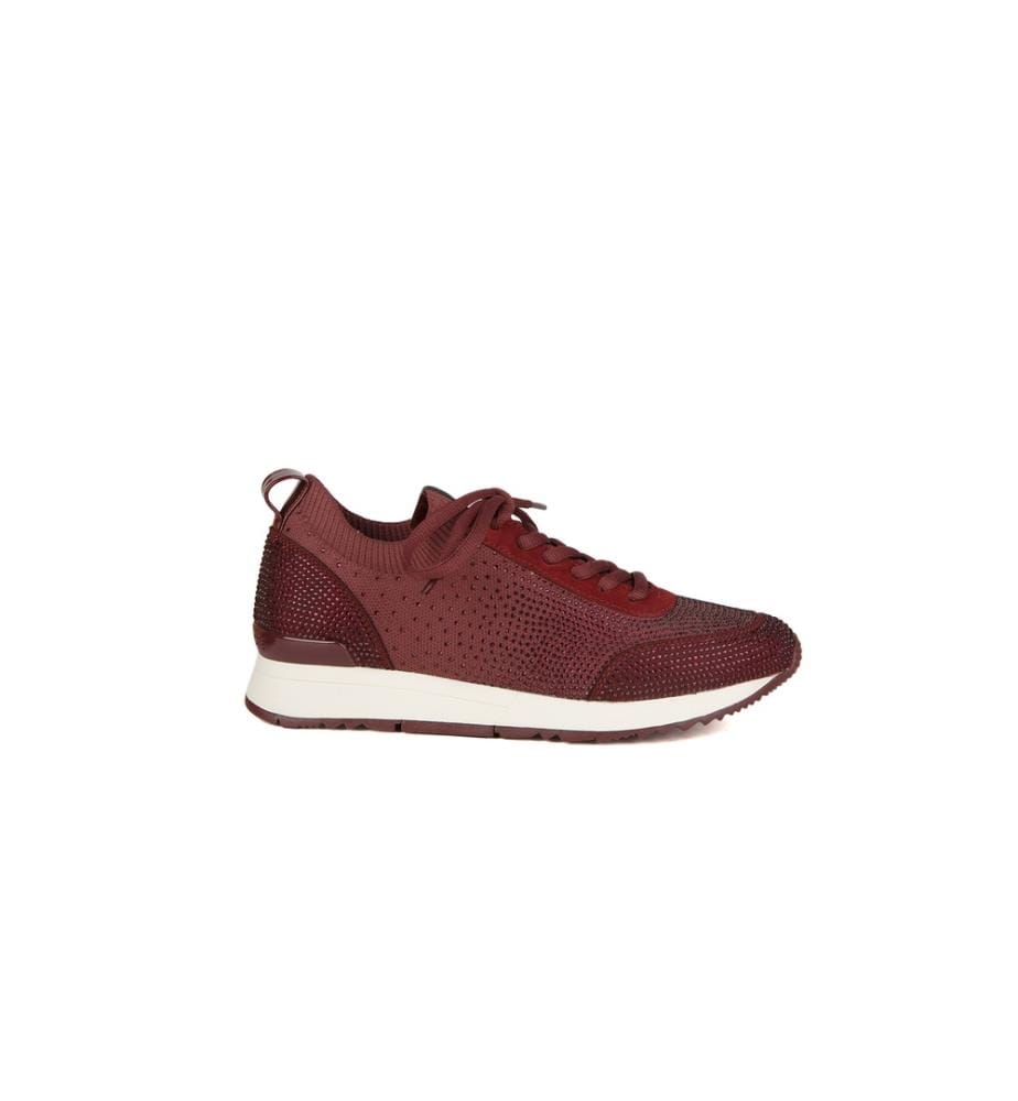 Jenkins Knit Sneakers with Crystal Accents - Bordeaux