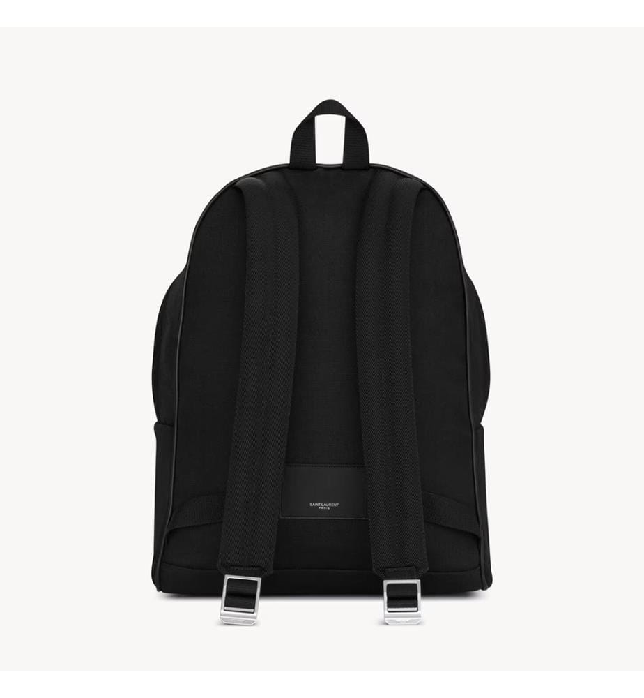 City-Rucksack aus Canvas, Nylon und Leder - Schwarz