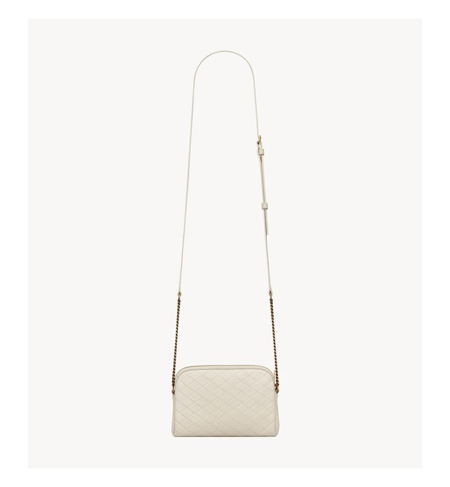 Gaby Zippered Shoulder Bag in Lambskin - White
