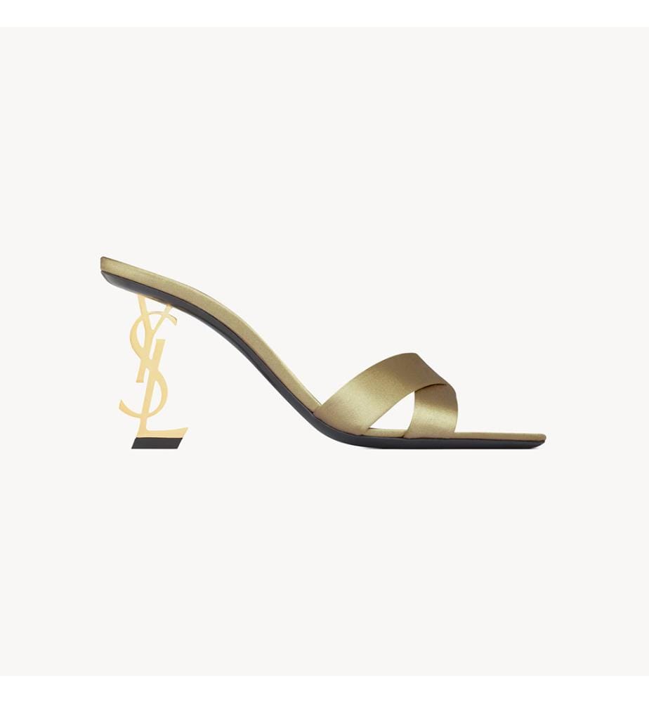 Opyum-Sandalen mit Absatz aus Satin-Crêpe - Beige
