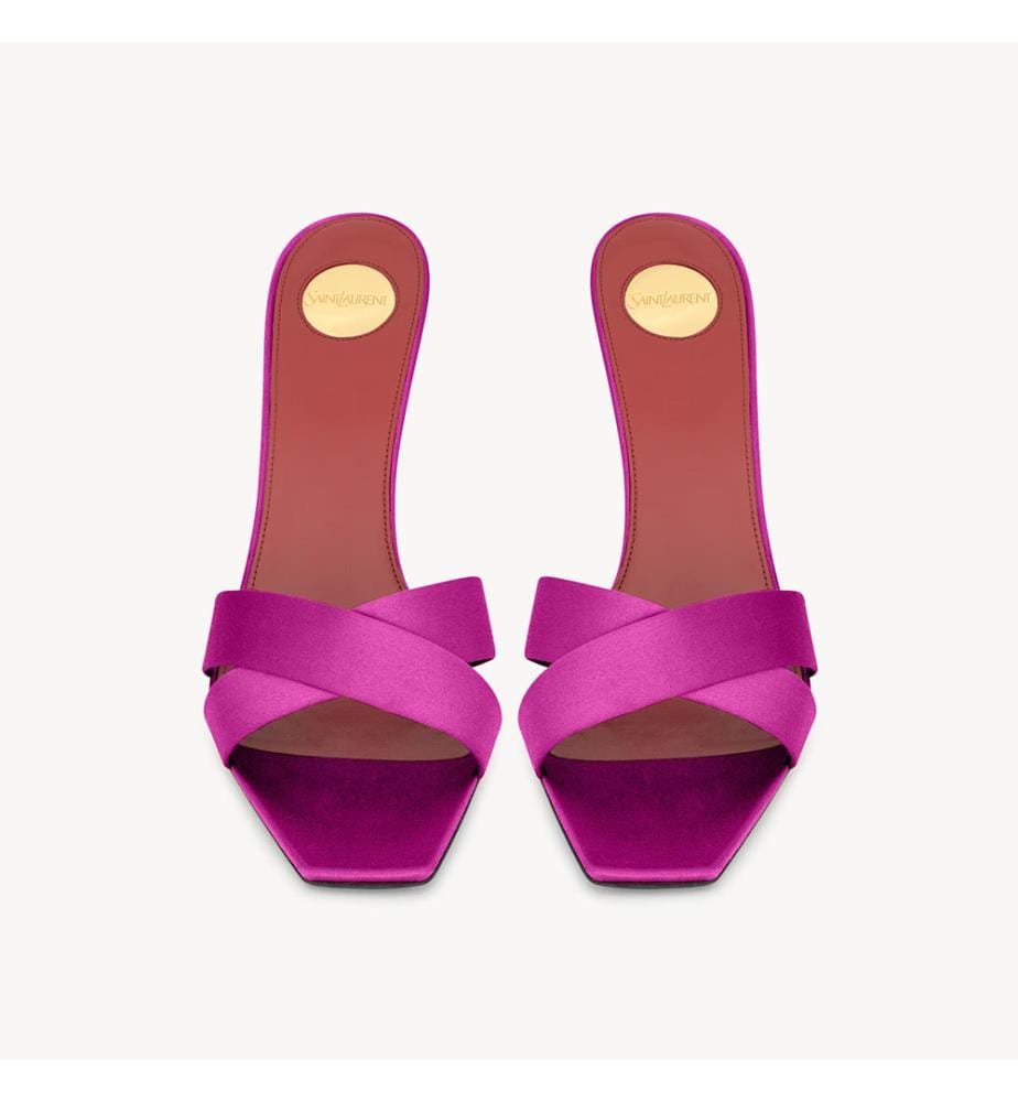Opyum-Sandalen mit Absatz aus Satin-Crêpe - Fuchsia