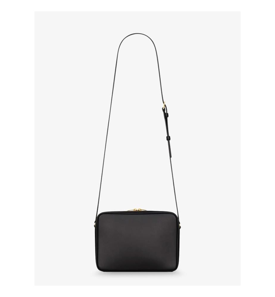 Sac Bandoulière pour appareil photo en cuir lisse - Noir