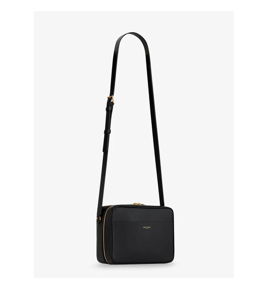 Sac Bandoulière pour appareil photo en cuir lisse - Noir