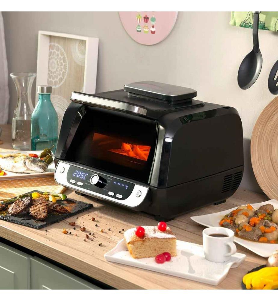 Ölfreie Fritteuse mit Grill, Zubehör und Rezeptbuch Air Fryer Fryinn 12-in-1 6000 Schwarz Stahl 6 L 3400 W