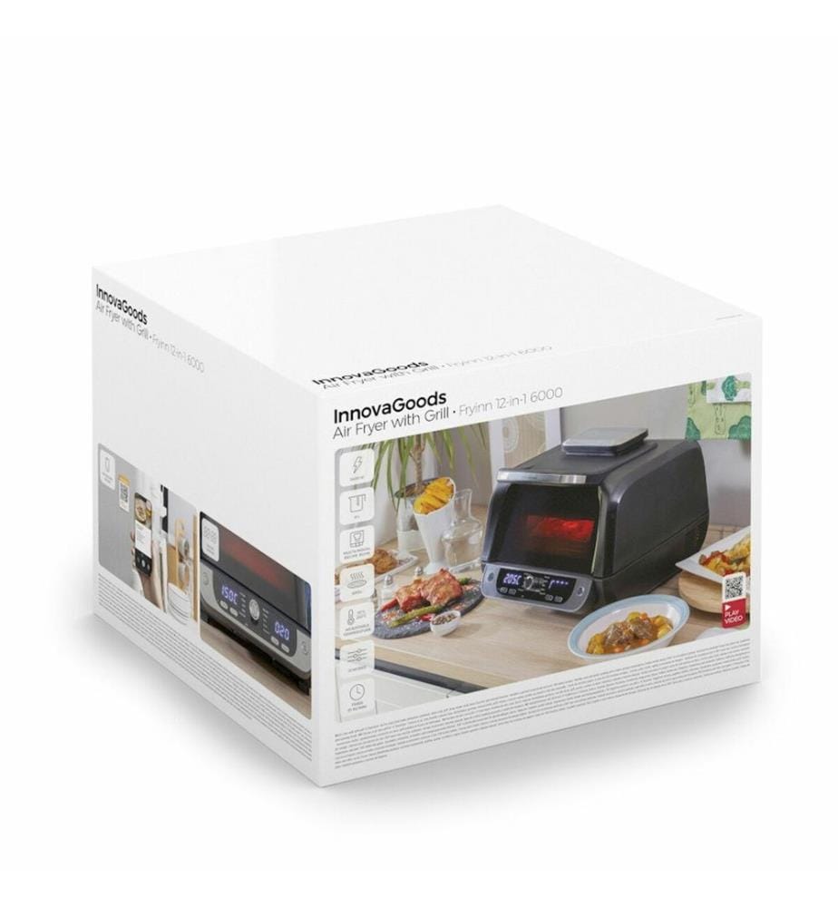 Ölfreie Fritteuse mit Grill, Zubehör und Rezeptbuch Air Fryer Fryinn 12-in-1 6000 Schwarz Stahl 6 L 3400 W
