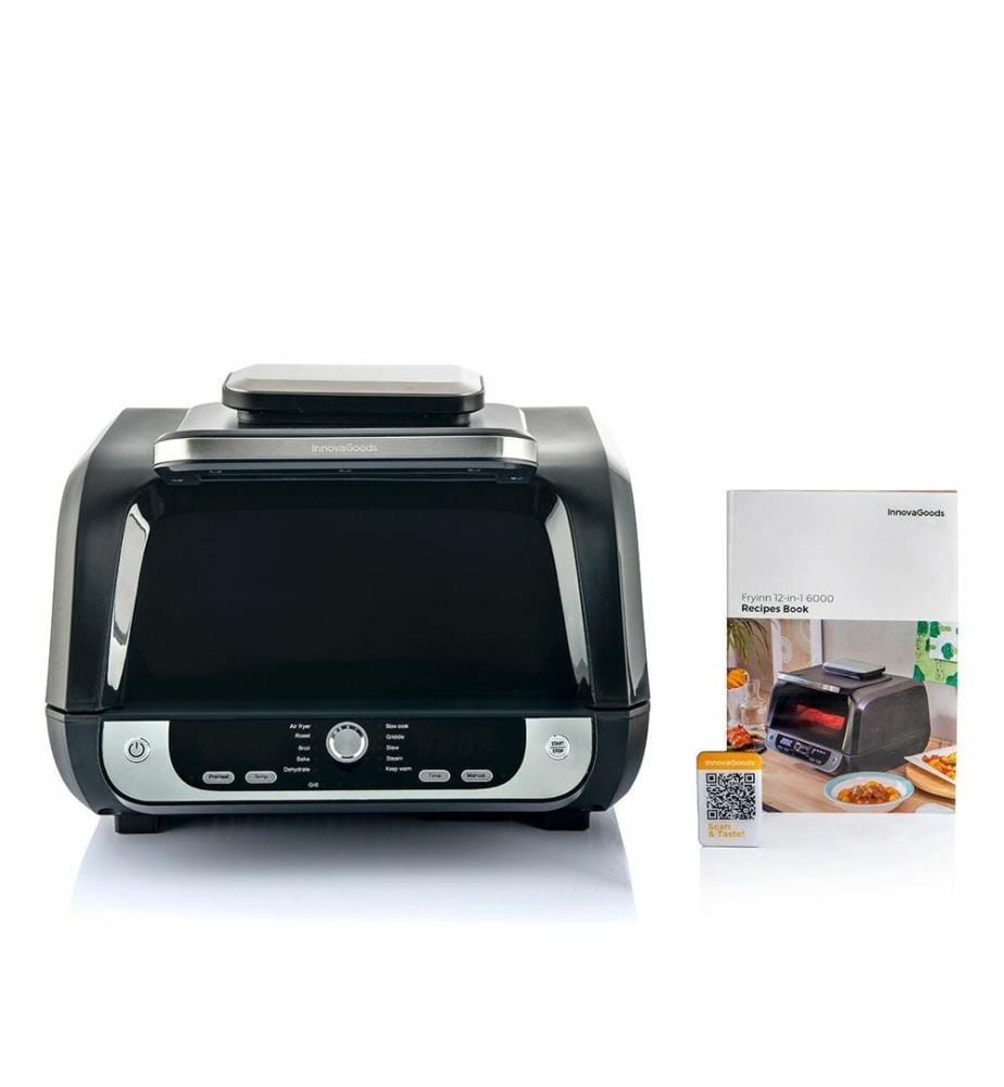 Ölfreie Fritteuse mit Grill, Zubehör und Rezeptbuch Air Fryer Fryinn 12-in-1 6000 Schwarz Stahl 6 L 3400 W