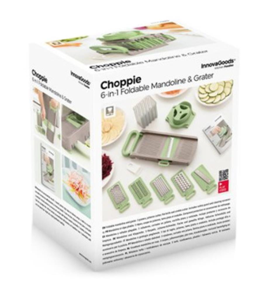 Choppie 6 in 1 Mandoline Klappbare Reibe - Grün und Grau