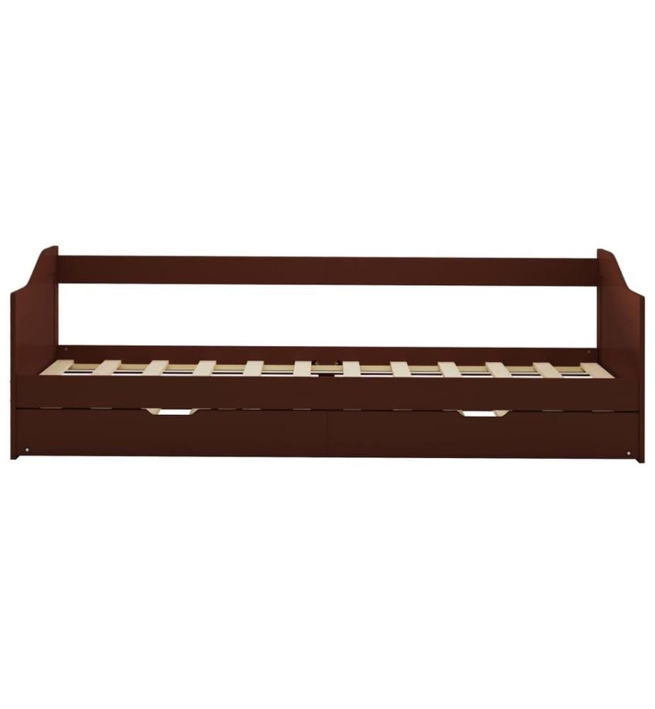 Cadre de lit extensible sans matelas marron foncé 90x200 cm
