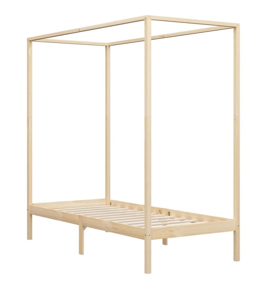 Cadre de lit à baldaquin sans matelas bois massif 100x200 cm