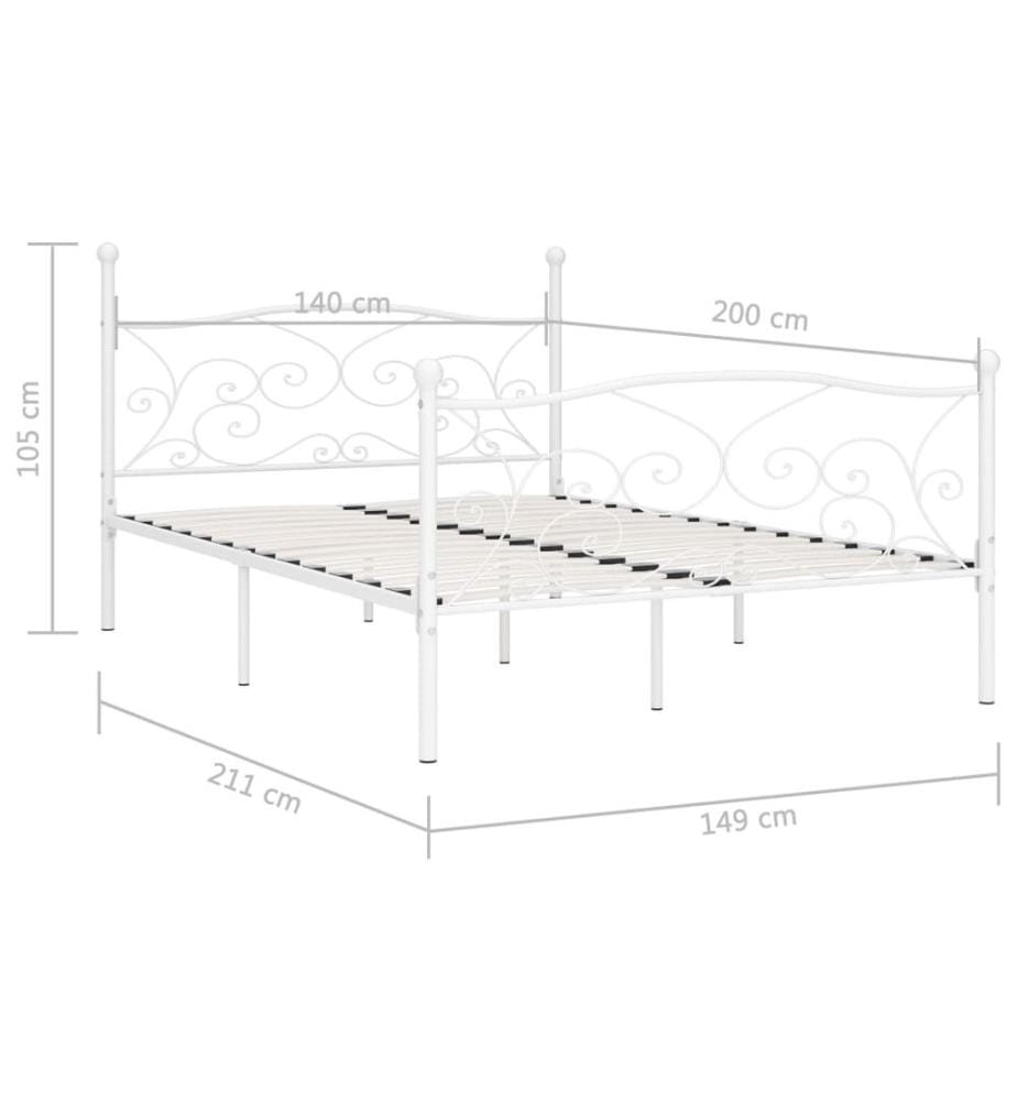Bettgestell mit Lattenrost Weiss Metall 140 × 200 cm