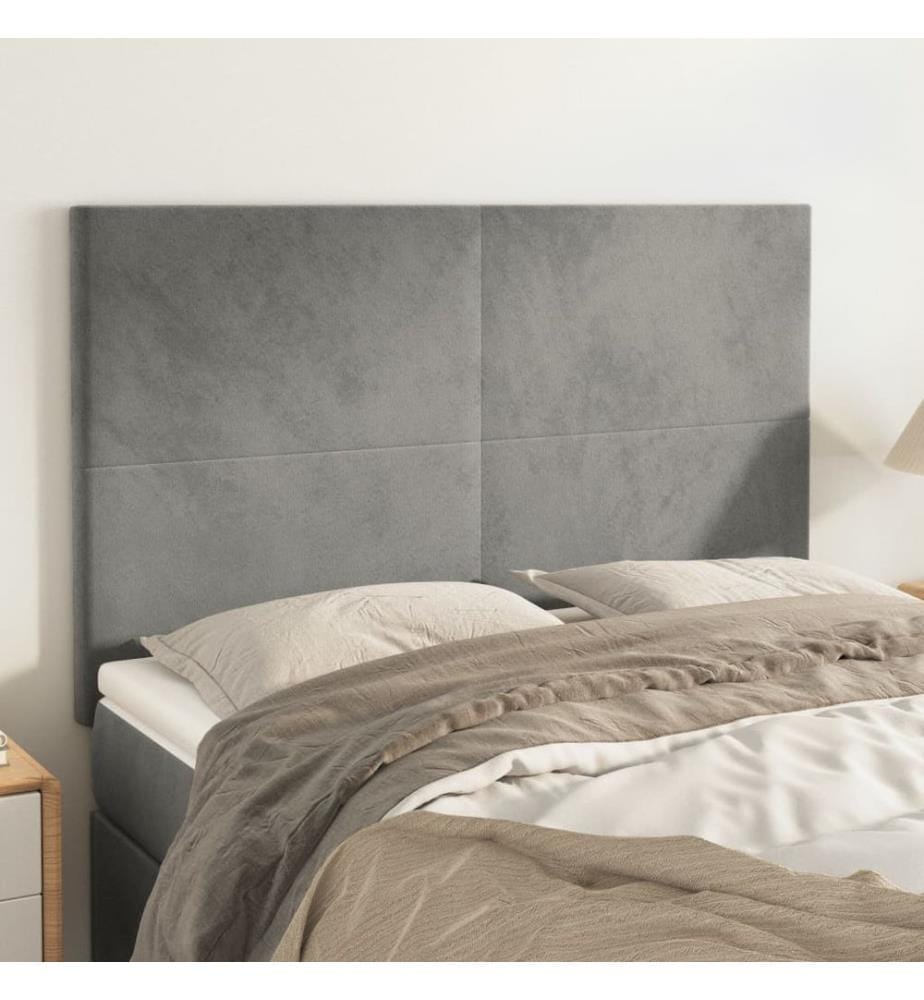 Kopfteil Hellgrau 144x5x118/128 cm Samt