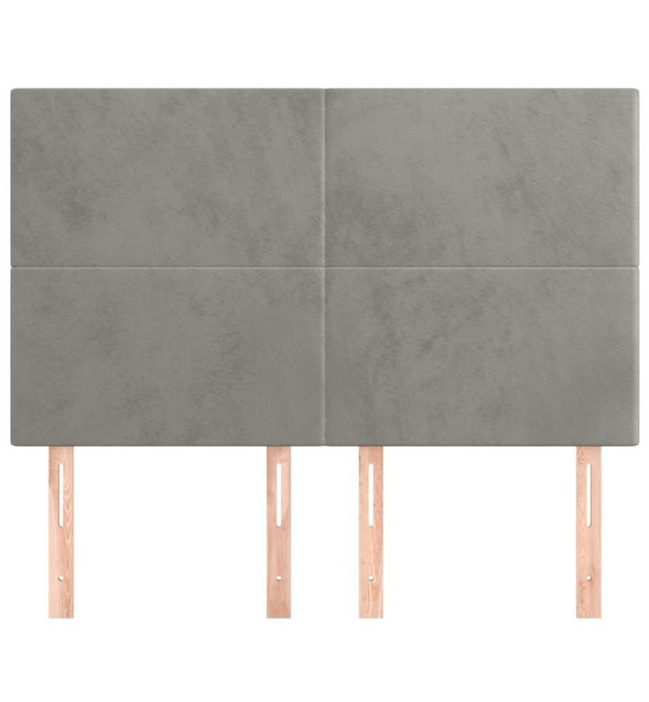 Kopfteil Hellgrau 144x5x118/128 cm Samt